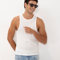 Regata de algodão texturizada slim off white