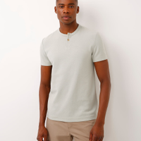 Camiseta de algodão texturizada manga curta verde