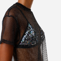 Cropped de tela com lurex preto
