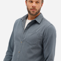 Camisa comfort de sarja manga longa azul