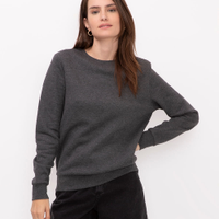 Blusa básica feminina de moletom manga longa cinza