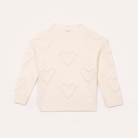 Suéter de tricot infantil corações off white
