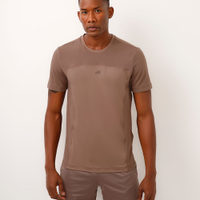 Camiseta slim manga curta com recortes esportiva marrom