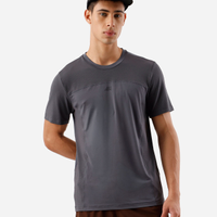 Camiseta esportiva slim masculina manga curta com recortes cinza
