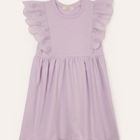 Vestido midi infantil babado floral lilás