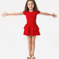 Saia infantil com babados e lastex vermelho