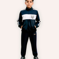 Jaqueta infantil manga longa com listra soccer azul