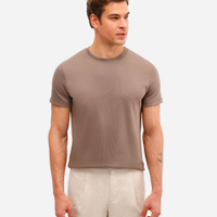 Camiseta masculina de algodão peruano slim fit marrom