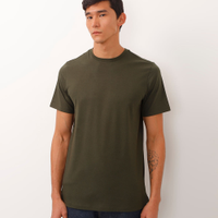 Camiseta alongada de algodão básica - verde militar