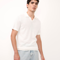 Polo de tricot manga curta off white