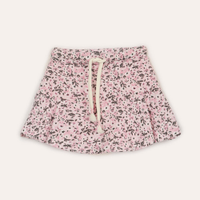 Short saia infantil floral rosa