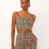 Top corset alça fina arasbesco laranja