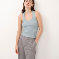 Regata de tricot canelada com lurex azul