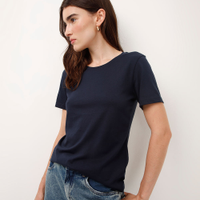 Camiseta de algodão pima manga curta azul
