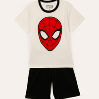 Pijama infantil curto de algodão homem aranha off white