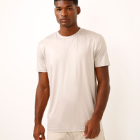 Camiseta esportiva slim manga curta bege