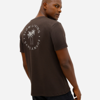 Camiseta masculina de algodão manga curta coqueiro marrom