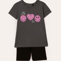 Conjunto infantil curto smileyworld cinza