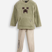 Pijama longo infantil de fleece minecraft verde