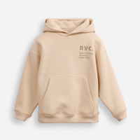 Blusão oversized de moletom infantil com capuz bege