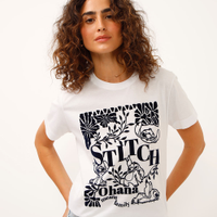 Camiseta de algodão manga curta stitch off white