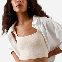 Cropped básico feminino texturizado bege