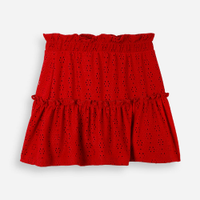 Saia de laise infantil floral vermelha
