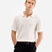 Polo masculina de tricot manga curta off white