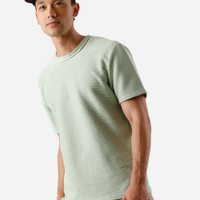 Camiseta masculina de algodão texturizada verde