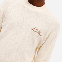 Suéter masculino de tricot com bordado texturizado - off white