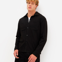 Camisa masculina texturizada manga longa preta