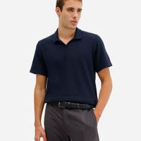 Polo comfort texturizada azul