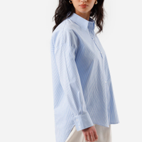 Camisa oversized feminina de algodão azul