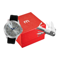 Kit relógio analógico masculino mondaine 99776g0mvni1k prateado