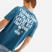 Camiseta masculina de algodão snoopy azul
