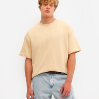 Camiseta oversized masculina de moletom sem felpa bege