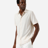 Camisa masculina de algodão listrada off white