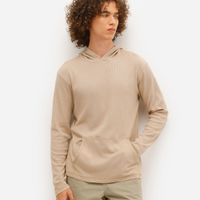 Blusa masculina com capuz texturizada bege