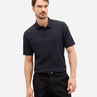 Polo masculina manga curta canelada preta