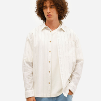 Camisa masculina com linho oversized listrada off white