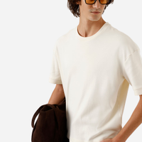 Camiseta oversized masculina de algodão manga curta off white