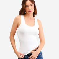 Regata básica feminina de algodão decote redondo off white