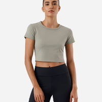 Blusa cropped feminino esportivo manga curta verde