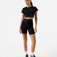 Blusa cropped feminino esportivo manga curta preta