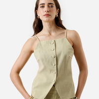 Blusa feminina alça fina decote quadrado verde