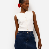 Colete feminino de tricot com botões off white