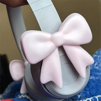 2 Pack Silicone Bows Headphone Accessory, 3D Bows Decor for Headphones, Cute Earphone Decorations Wh