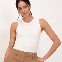 Regata de tricot com alça média off white