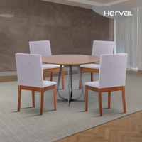 Mesa de Jantar com 4 Cadeiras Herval Geneva, Jequitibá Natural/Amêndoa, 110 cm