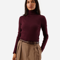 Blusa feminina de algodão cropped gola alta vinho